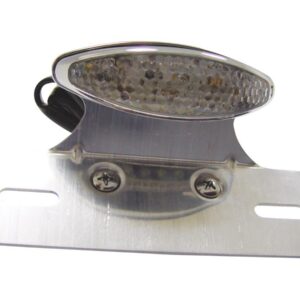 Sport Cateye LED Taillight with License Plate Bracket Chrome Clear LED