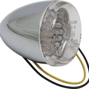 Bullet-Style LED Turn Signal Inner Tread 5/16 UNF, Diameter: 60 mm, Depth: 87 mm Chrome Clear LED