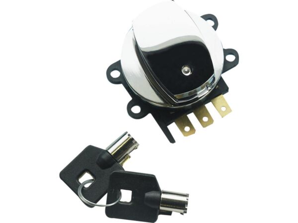 Dash Panel Side Hinge Ignition Switch, Chrome with Barrel Style Key Side Hinge Ignition Switch