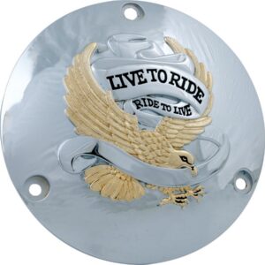Live To Ride Derby Cover 3-hole Chrome Gold