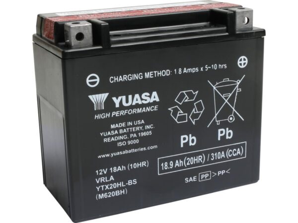 Maintenance Free High Performance YTX20HL-BS Battery Dry Battery with Acid Pack Lead Acid, 310 A, 18.9 Ah
