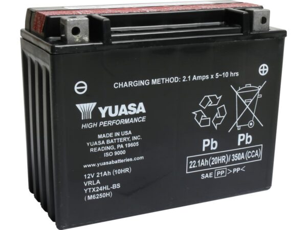 Maintenance Free High Performance YTX24HL-BS Battery Dry Battery with Acid Pack Lead Acid, 350 A, 22.1 Ah