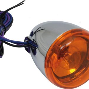 Deuce-Style Turn Signal Rear, wires exit through mounting hole Chrome Amber Dual Filament
