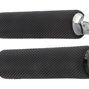 Knurled Rubber Footpegs Black Rubber, Black Endcap