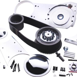 3" Open Belt Drive Kit with 1 1/2" Offset 47 Tooth Front/72 Tooth Rear, 3" Belt Aluminium Polished