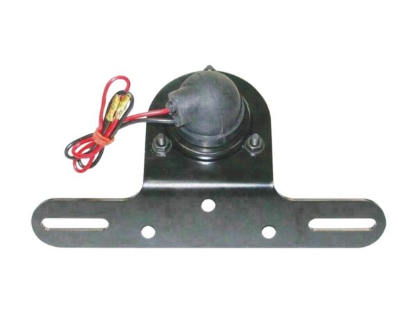 Classic Round Taillight with License Plate Bracket Chrome Black Powder Coated Red Dual Filament — изображение 2