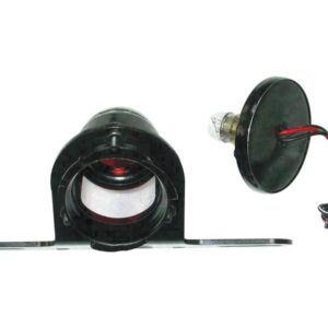Classic Round Taillight with License Plate Bracket Chrome Black Powder Coated Red Dual Filament