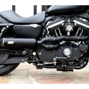 Bomb V2 Exhaust System , Black Smooth Heat Shield, Polished Adjustable High End Cap, Black 4"