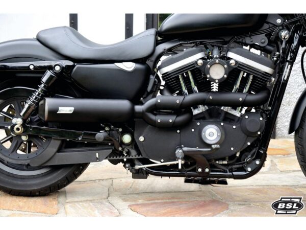 Bomb V2 Exhaust System , Black Smooth Heat Shield, Polished Adjustable High End Cap, Black 4"