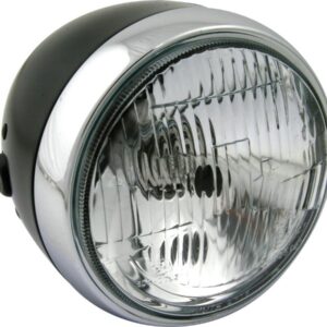 Vintage 5 3/4" Headlight Black Powder Coated H4