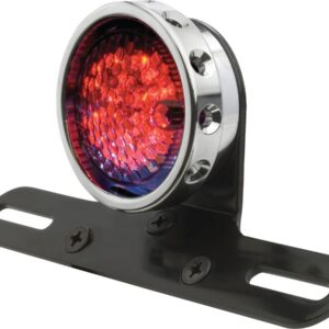Retro Drilled LED Taillight with Bracket Chrome Aluminium Black Clear LED