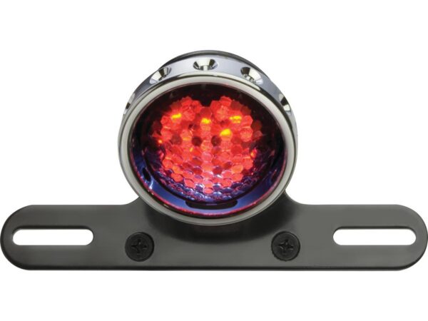 Retro Drilled LED Taillight with Bracket Chrome Aluminium Black Clear LED — изображение 2