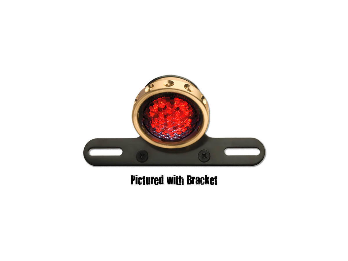 Retro Drilled LED Taillight without Bracket Brass Brass Red LED