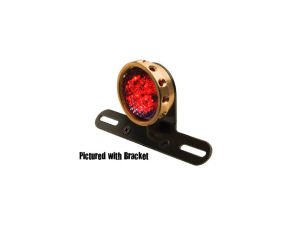 Retro Drilled LED Taillight without Bracket Brass Brass Red LED — изображение 2