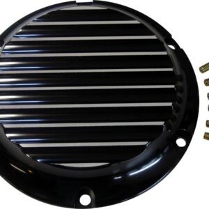 Finned Derby Cover 6-hole Black Anodized
