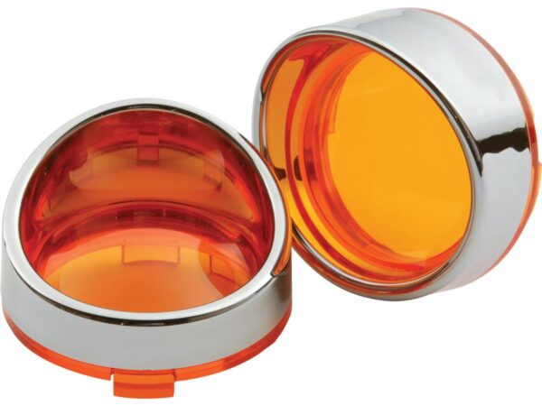 Visor Bezel Kit for Deuce Style Turn Signals Amber lens Chrome