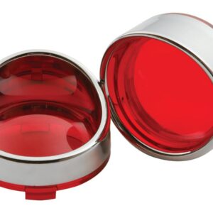 Visor Bezel Kit for Deuce Style Turn Signals Red lens Chrome