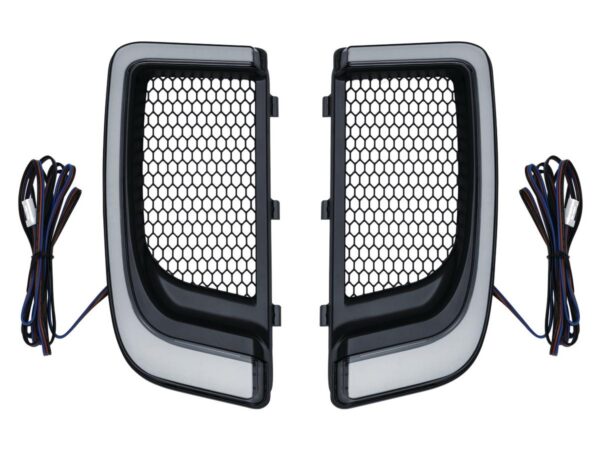 LED Tracer Fairing Lower Grills Black Satin White LED
