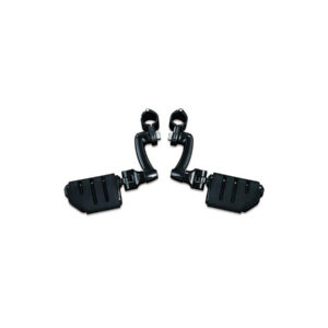 Longhorn Offset Highway Pegs with 1 1/4" Magnum Quick Clamp Trident Dually Pegs Black, Gloss