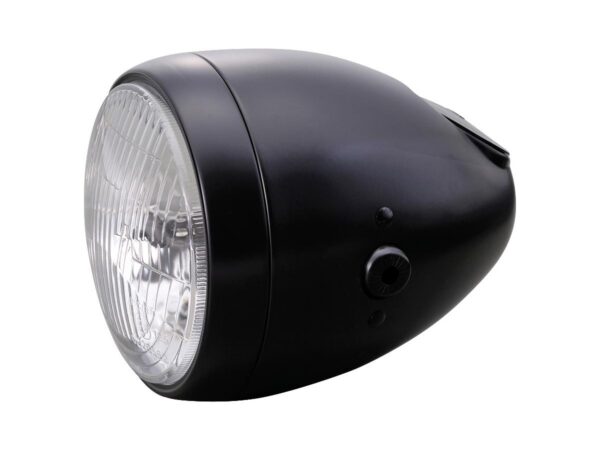 Vintage 5 3/4" Headlight Black Powder Coated H4 — изображение 2