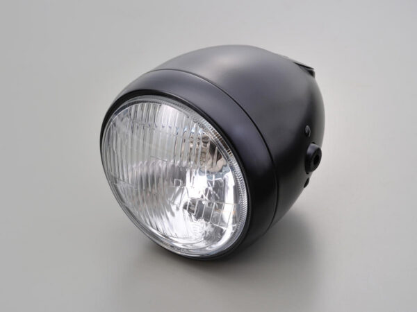 Vintage 5 3/4" Headlight Black Powder Coated H4 — изображение 3