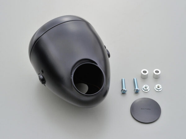 Vintage 5 3/4" Headlight Black Powder Coated H4 — изображение 4