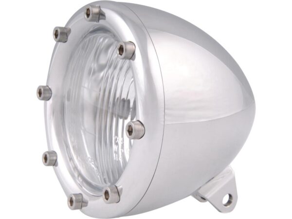 4" Headlight Aluminium Polished H4