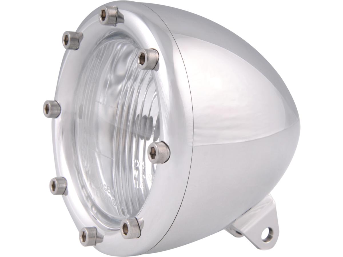 4" Headlight Aluminium Polished H4