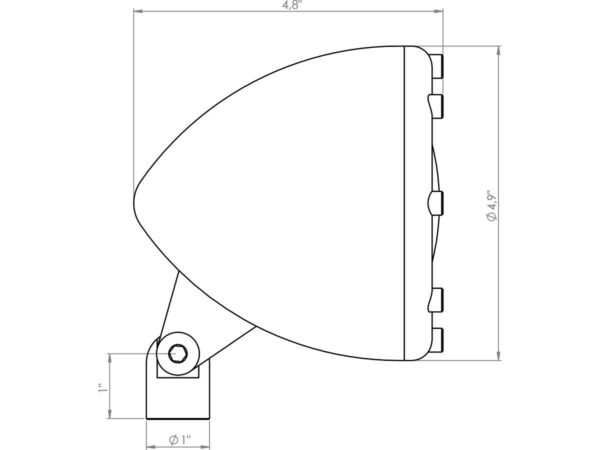 4" Headlight Aluminium Polished H4 — изображение 2
