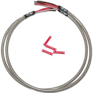 24" Turn Signal Harness Stainless Braided And Clear Coated for Triple Tree Mounted Signals Front Turn Signal Harness 24" long