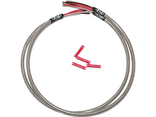 24" Turn Signal Harness Stainless Braided And Clear Coated for Triple Tree Mounted Signals Front Turn Signal Harness 24" long