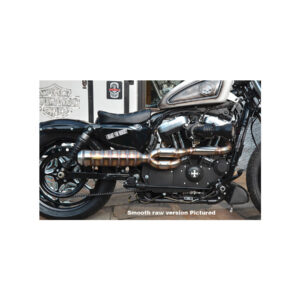 Bomb Tattoo Outline Headpipes and BSL Muffler 2 1/4“ with Five Windows-Soundsystem, VA satin, Heat Shields hole black 2-in-1 Exhaust System , Black Hole Heat Shield, Polished Adjustable High End Cap, Outline