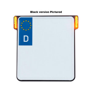 ALL-IN-ONE License Plate Base Plate Turn Signals, German Size 200x180mm Chrome