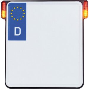 ALL-IN-ONE License Plate Base Plate Turn Signal/Brake Light/Taillight, German Size 200x180mm Black Anodized