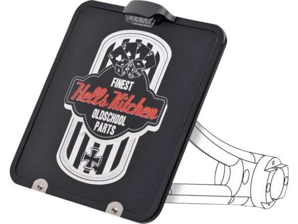Clamp License Plate Base Plate Germany 200x180mm, Including License Plate Light Black