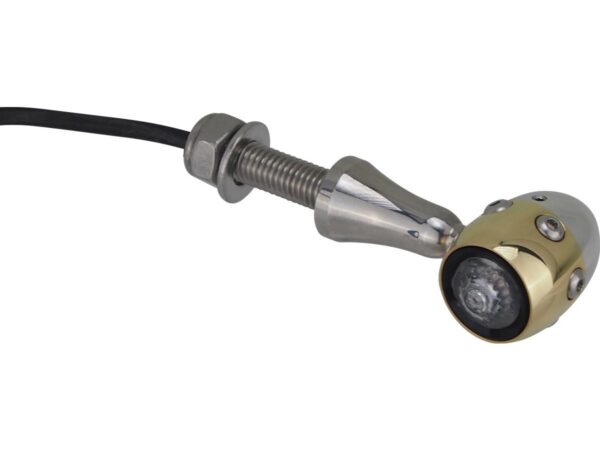 Retro LED Turn Signal V2A Polished stem Brass Polished Aluminium Polished Clear