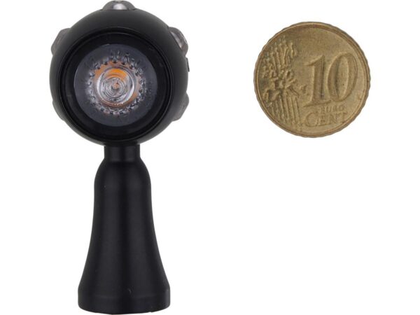 Retro LED Turn Signal V2A Black stem Black Aluminium Satin Clear — изображение 2