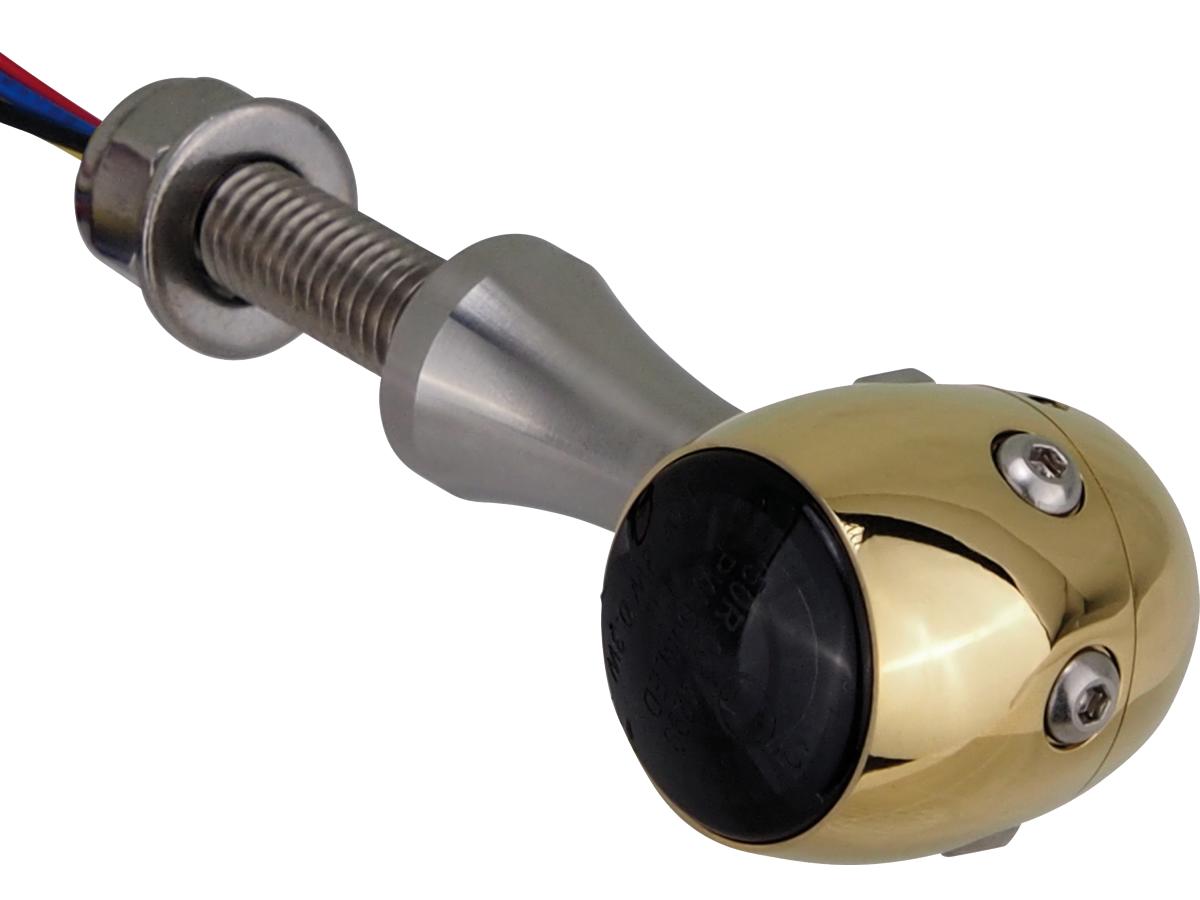 Retro LED Turn Signal/Taillight/Brake Light V2A Polished stem Brass Polished Brass Polished Smoke