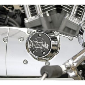 "Thunderbike" Point Cover 3-hole, with Thunderbike Logo Black Anodized