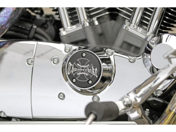"Thunderbike" Point Cover 3-hole, with Thunderbike Logo Black Anodized