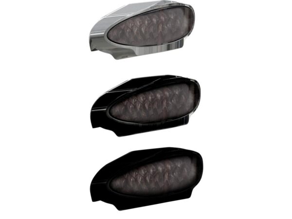 Inside Plate Oval Mini LED Taillight without Mounting Bracket Black Satin Tinted LED