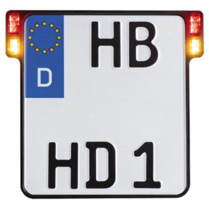 ALL-INN 2.0 License Plate Base Plate Turn Signal/Brake Light/Taillight, German Size 200x180mm Black Anodized