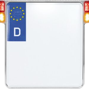 ALL-INN 2.0 License Plate Base Plate Turn Signal/Brake Light/Taillight, German Size 200x180mm Chrome