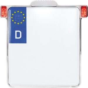 ALL-INN 2.0 License Plate Base Plate Brake Light/Taillight and License Plate Light, German Size 200x180mm Chrome