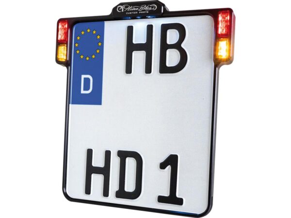 ALL-INN 2.0 License Plate Base Plate Turn Signal/Brake Light/Taillight and License Plate Light, German Size 200x180mm Black Anodized — изображение 5