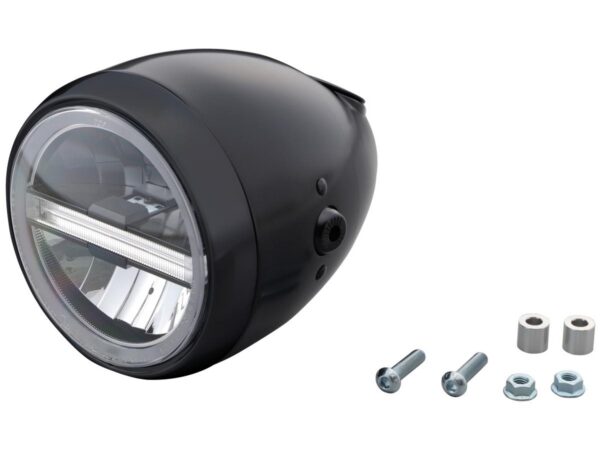 Neo Vintage 5 3/4" Headlight Matte Black Powder Coated Reflector LED