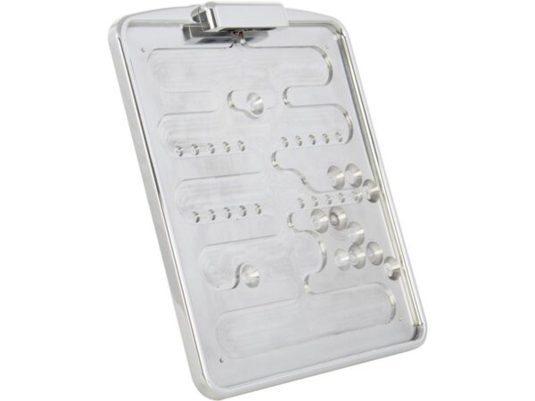 Framed License Base Plate with License Plate Light Austrian Size 170 x 210mm Aluminium Polished