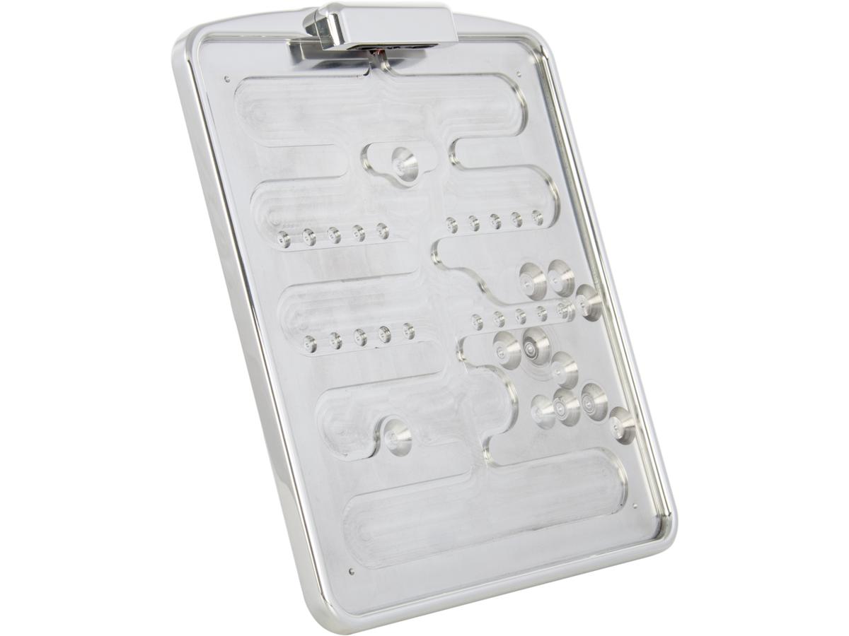 Framed License Base Plate with License Plate Light Austrian Size 170 x 210mm Aluminium Polished