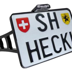 Side Mount License Plate Kit Swiss specification 180x140mm Black Anodized