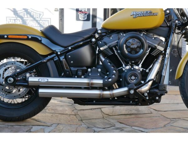 Top Chopp Staggered Exhaust System , Black Hole Heat Shield, Polished Smooth End Cap, Outline 70 mm